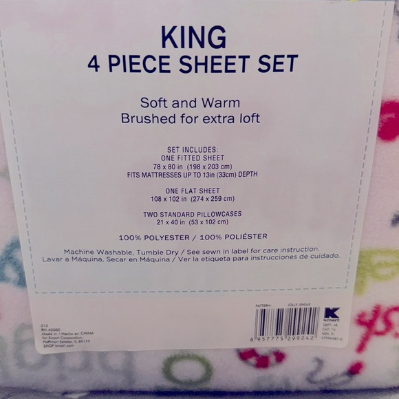 Cannon Fleece King Size Christmas Holiday Sheet Set NEW in Bag - Super Soft - Picture 4 of 4